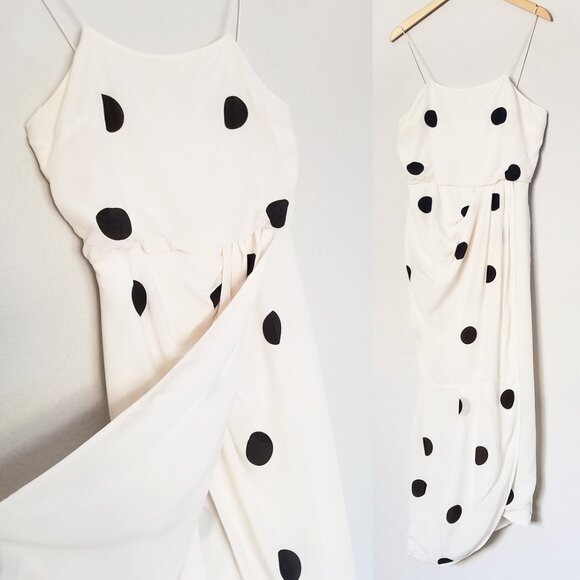 Derek Lam 10 Crosby Cream Polka Dots Cami Midi Dress Size 4 Silk Blend Wrap $550 - Picture 14 of 15